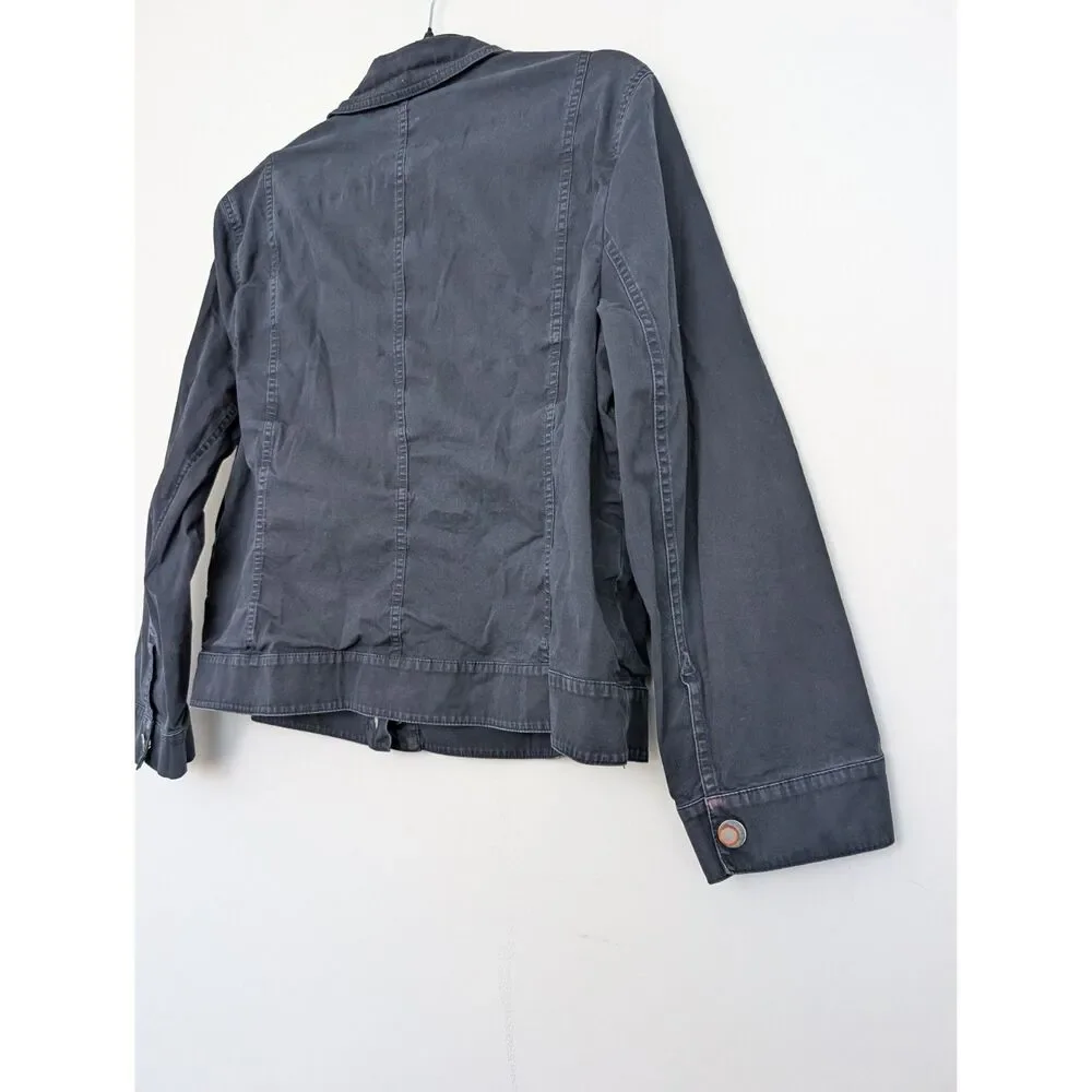 Lafayette 148 Navy Snap Button Collared Lightweight Jacket Sz XXL Zip Pocket - Picture 13 of 16